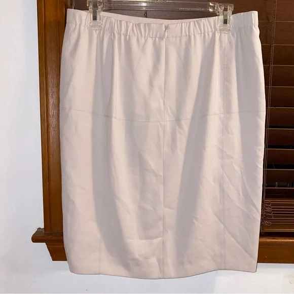 NWT $275 Halston Heritage Beige Knee Length Zipper Skirt w/ Pockets 6